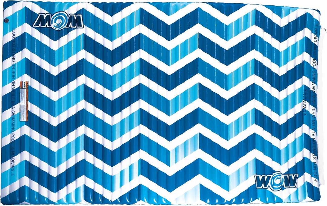 WOW Sports Inflatable Water Walkway Mat - Blue Chevron - 10 x 6 ft - Connects to Boats & Other Mats - For Kids & Adults, Standard