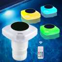 Firelex Pool Chlorine Floater Holder Solar Powered Dispenser with Colorful Lights Fits 3 Inch Tablets for Inground and Above Ground Swimming Pool Hot Tub Spa