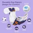 Pet Soft Washable Female Diapers (3 Pack) Female Dog Diapers, Comfort Reusable Doggy Diaper for Girl Dog in Period Heat (Cute Flower, M) (Medium:14''-19'')