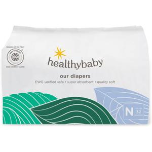 Our Diapers | The First EWG Verified & Microbiome-Friendly Diaper | Size NB (<10 lbs) 32 Count | 12-Hour Leak Protection | Made with Organic Cotton & Plant-Derived Materials | Totally Chlorine Free