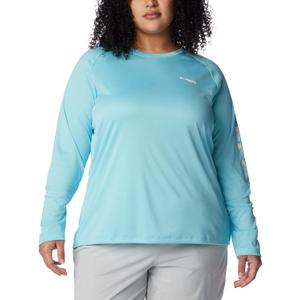 Columbia Women's Tidal Tee II Long Sleeve Shirt (2X, Clear Blue/White Logo)