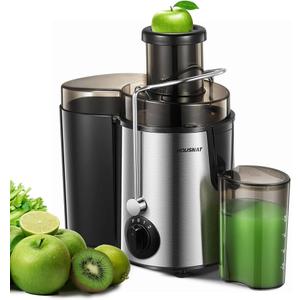 Juicer Machine, HOUSNAT Centrifugal Juicer,Extractor Max Power 800W Juice, 65MM Chute for Whole Fruit and Vegetables, Juice Extractor with 3 Speeds Quick Juicing, Easy to Clean, BPA Free, Silver