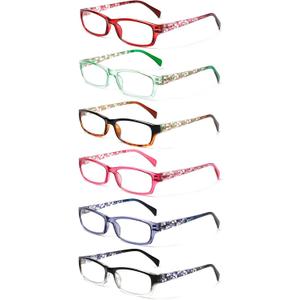 Kerecsen 6 Pack  Computer Reading Glasses for Women Blue Light Blocking Glasses for Reading Fashion Pattern Print Eyeglasses for Womens(Mix Color -7, 2.00)