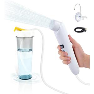 Portable Electric Bidet Sprayer, Rechargeable Handheld Bidet for Travel | Toilet | Personal Care | Postpartum Care | Hygiene Cleaning | Baby Care, 1L Water Container , 5ft Hose & Upgraded Filter (White)