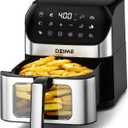 DEIME Air Fryer 6.2 QT Oilless 1500W Large Capacity Oven Air Fryers Healthy Cooker with 10 Preset, Visual Cooking Window, Non-Stick Basket, Included Recipe