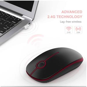 VssoPlor Wireless Mouse, 2.4G Slim Portable Computer Laptop Mouse with Nano Receiver Quiet Silent Optical Mice for Notebook, PC, Laptop, ComputerBlack
