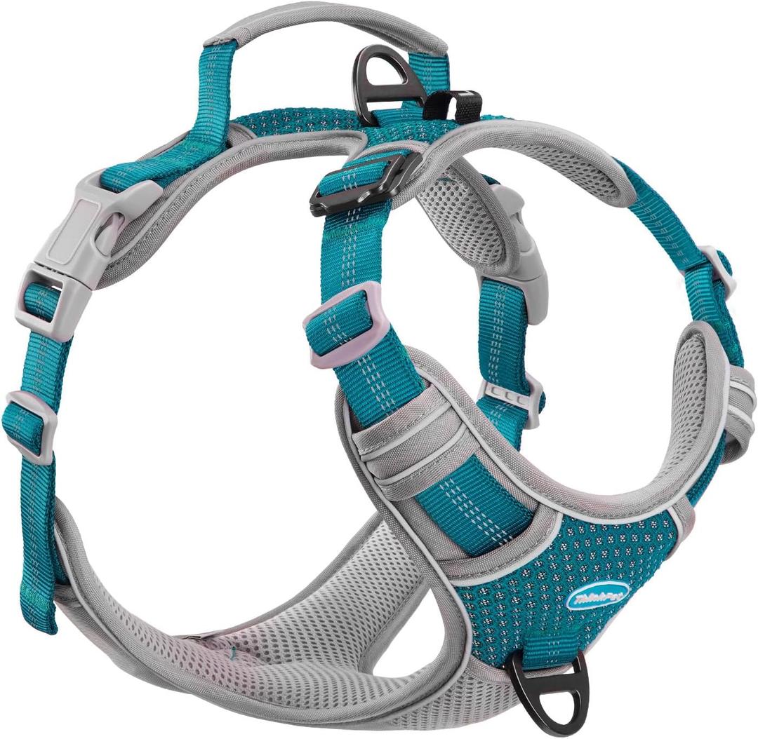 ThinkPet No Pull Harness Breathable Sport Vest with Handle-Dog Harnesses Reflective Adjustable for Medium Large Dogs (XL(Chest:24"-33"), Bright Teal)