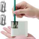 Electric Pencil Sharpener, Battery Powered,for Colored Pencils Handheld Pencil Sharpener,Portable Sharpener, Two Replacement Blades for in for 6-8mm Pencils for Office/Home/School (7028_white)
