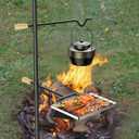 Campfire Grill Grate for Fire Pit | Adjustable Swivel Handle, Heavy Duty Steel Stake Grill, Portable Outdoor Cooking Equipment for Camping BBQ