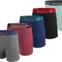 Spyder Mens Boxer Briefs 5 Pack Poly Spandex Performance Boxer Briefs Underwear (Medium, Grey/Red/Navy/Black/Turquoise)