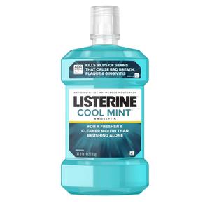 Listerine Cool Mint Antiseptic Mouthwash, Daily Oral Rinse Kills 99% of Germs that Cause Bad Breath, Plaque and Gingivitis for a Fresher, Cleaner Mouth, Cool Mint Flavor, 1.5 L (50.72 Fl Oz (Pack of 1))