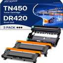 TN450 Toner Cartridge DR420 Drum Unit Replacement for Brother TN450 TN-450 TN420 DR-420 Work with HL-2270DW HL-2280DW HL-2230 MFC-7860DW Intellifax 2840 2940 (2 Toner +1 Drum,3 Pack)