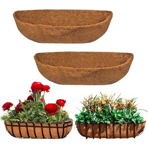 EROCK 2PCS Coco Liner Trough Coco Liner for Planters, 336 inch Half Moon Shape Trough Coco Coir Coconut Fiber Replacement Liner for Window Box, Wall Trough Planter (36inch-2pcs)