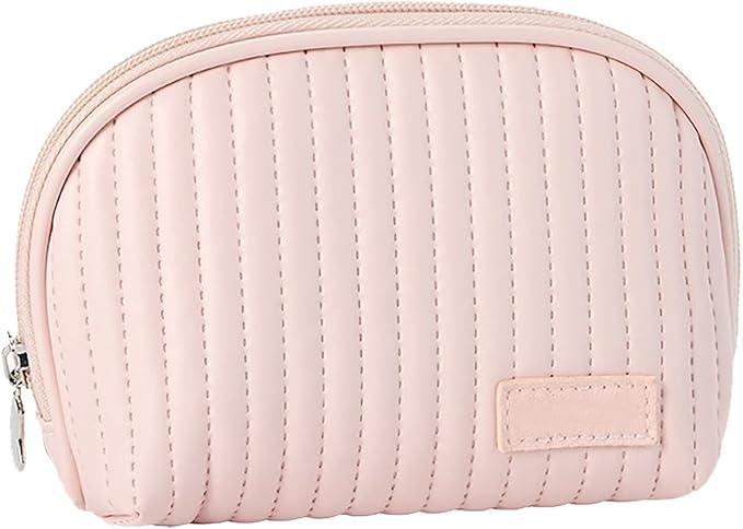 Fabater PU Makeup Bag, PU Cosmetic Pouch Metal for Lipstick (Pink)