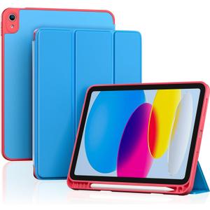 ProCase for iPad (A16) 11th Gen 11 inch 2025/10th Generation 10.9 inch 2022 Case with Pencil Holder, Full Camera Protection Slim Case with Soft TPU Back Cover -Redblue
