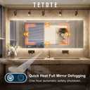 TETOTE 30 x 36 Inch LED Backlit Bathroom Mirror with Lights, 3Color White/Warm/Natural, Anti-Fog Lighted Mirror,Dimmable,Vanity Mirror,Wall Mounted