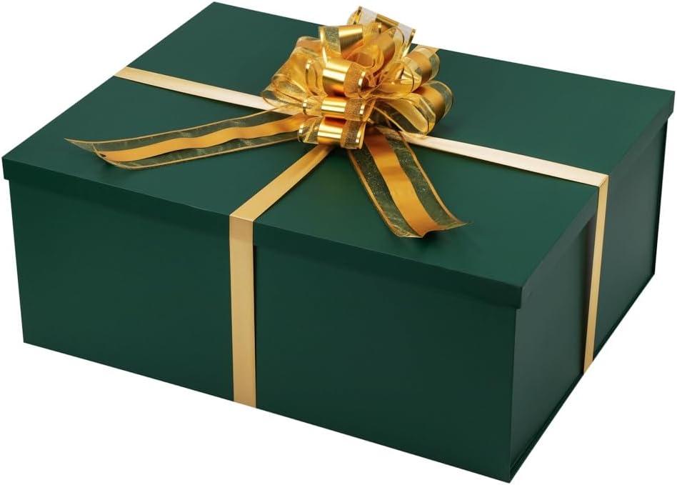 UoeRing Green Extra Large Gift Box 1Pcs 22x17x9 inch,luxury Gift Box with Lid for Presents Birthday Christmas Valentine's Day (Includes Pull Bows,Card,Envelope,Filler)
