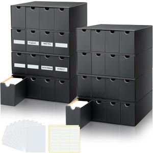 Cholemy Trading Card Storage Box Card Organizer 15000+ with 70 Cardboard Storage Divider, Label Sticker for Collection Compatible with Tcg, Sport Cards(8 Row, 4 in A Row,Black)