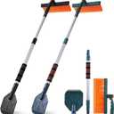 2 Pack 40" Extendable Snow Brush with Detachable Ice Scraper Snow Removal Tool Brush for Car Truck SUV Vehicle Windshield Foam Grip, Heavy Duty Auto Winter Car Accessories(Dark Green, Black)