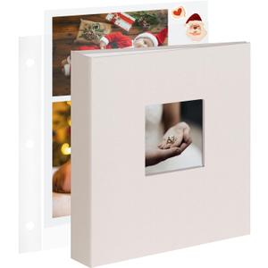 8.5x11 Inch Large 3 Ring DIY Scrapbook Photo Album with 30 Plastic Sleeves 60 Pages Blank Scrapbooks, 8.5 x 11 Scrap Book Albums for Baby Travel Wedding Graduation kids (Beige)