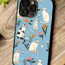 Case Compatible with iPhone 16,Cat Flowers Floral Phone case Design for Girl Women Boy Men,Dual-Layer Soft Silicone Scratch-Resistant Shockproof Phone Cover