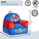 Sonic the Hedgehog Kids Sofa Bean Bag Armchair, Soft Plush Lounge Chair for Bedroom or Playroom, 17" W x 17" D x 20" H