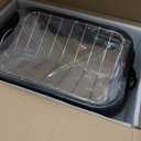 QPMR Roasting Pan with Rack, 21 Rectangular Granite Roaster Pan, 25lb Capacity, Large Roaster Pot for Baking Turkey with Versatile Lid