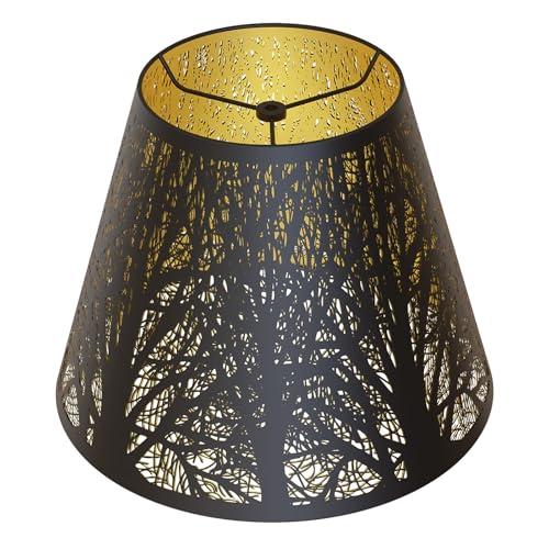 Small Lamp Shades For Table Lamps 5x9x7'', Black Metal Lamp Shade With Gold Lining, Easy Install Replacement for Small Table Lamp, Etched Forest Lampshades For Table Lamp