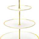 Coitak 3 Tier Cupcake Stand, Plastic Tiered Serving Stand, Dessert Tower Tray for Tea Party, Birthday and Wedding (Round-gold edge)