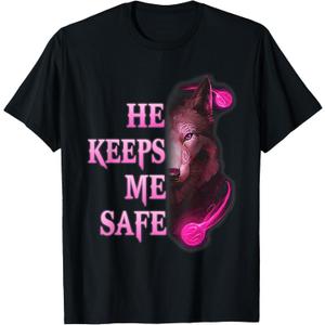 He Keeps me safe - She keeps me wild Couple Wolves T-Shirt