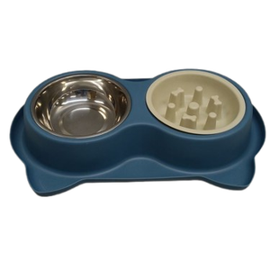 Jestrem Slow Feeder Dog Bowls with NonSlip Mat, 3in1 Stainless Steel Bowl Slow Feeder Prevents Gulping, Paired with Weighted Base Water Dog Bowls for Large Medium Small Breed Size Dogs and Cats