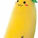 zhidiloveyou Banana Plush Pillow Stuffed Banana Plushie Cute Fruit Toy for Kids, 19.6 inch