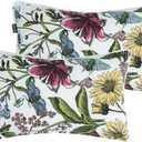 Water Resistant Outdoor Lumbar Pillows for Patio Furniture,12x20 Inch Decorative Pillows Set of 2 with Insert,Hidden Zipper Headrests for Sofa Couch Chair(Butterfly Flower)