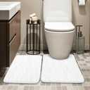 YIHOUSE Memory Foam Bathroom Rug Sets 2 Piece, Ultra Absorbent Bath Mat for Bathroom - Non-Slip Machine Washable & Dry Quickly, 2 Piece Bathroom Mat Set,White