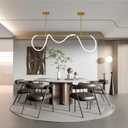 SMG Modern LED Linear Pendant Light for Dining Room, Dimmable Gold Chandelier for Office, 39" Linear DIY Chandelier with Remote Control Stepless Dimming, Restaurant Kitchen Long Hose Lamp