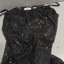 BeryLove Summer Sequin Cocktail Prom Wedding Guest Dresses Sparkly Party Evening Formal Spaghetti Strap Dress (Black, L)