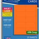 Colored Business Cards - 25 Sheets / 250 Business Cards - Inkjet & Laser - 10 per sheet (Bright Orange)
