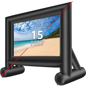 XHYCPY Inflatable Projector Screen 15ft Inflatable Movie Screen Outdoor with Air Blower and Storage Bag, Easy Set up, Front and Rear Projection for Outdoor Movie Night Backyard Pool Fun