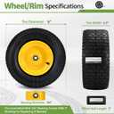 2PCS 16x6.50-8 Tubeless Lawn Mower Tire and Wheel, 3/4"Bearing & 1"Bushing
