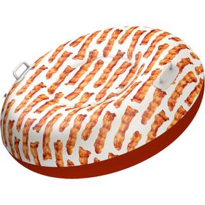 Bacon Snow Tube - Large 48" Heavy Duty Inflatable Sled for Adults - Durable Snow Tubing Winter Toy for Sledding - Funny Bacon Design