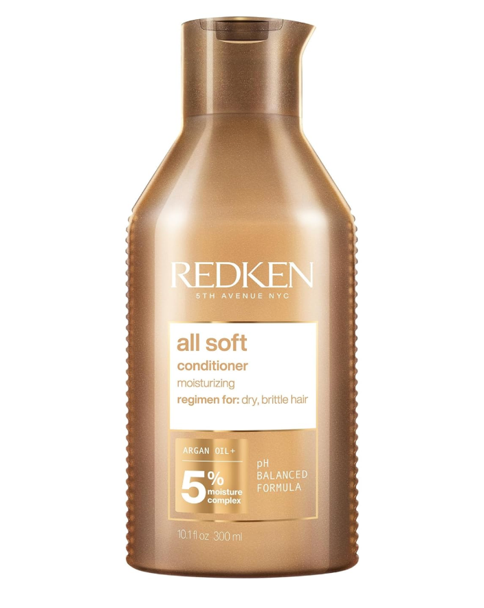 Redken All Soft Conditioner | For Dry, Brittle Hair | Moisturizes & Provides Intense Softness | With Argan Oil | 10.1 Fl Oz, Minor Bottle Damage