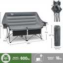 Timber Ridge Double Camping Chair Heavy Duty Outdoor Folding Camp Couch | 600 lbs Ultra-wide Loveseat Camping Chairs Perfect for Campsites, Patio/Lawn, Soccer Games or Other Youth Sports, Supports