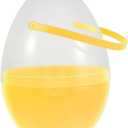 ULTECHNOVO Jumbo 10 Inch Yellow Fillable Easter Egg with Handle Clear | Large clear plastic egg with handle for basket fillers and Easter hunts; fillable shell for toddlers and decorations
