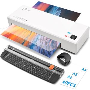 Buyounger Laminator Machine with 40 Laminating Sheets, A4 Laminator Thermal and Cold with Paper Trimmer & Corner Rounder, 9-Inch Laminating Machine for Home School Office