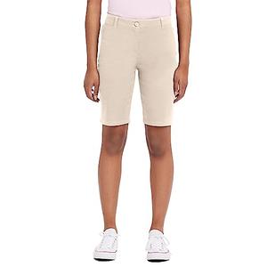 IZOD Junior's Uniform Stretch Twill Skinny Bermuda Short, Khaki, 11
