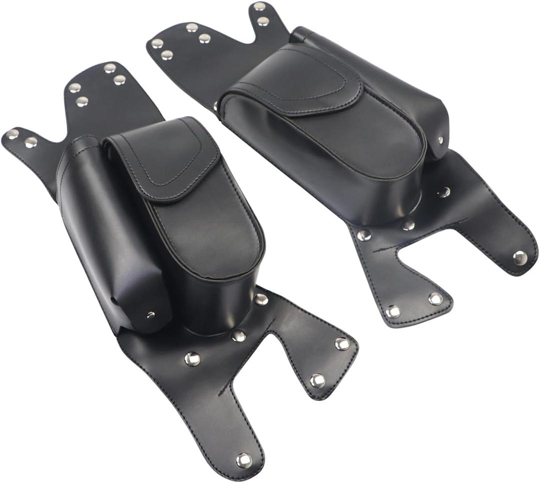 Motorcycle PU Leather Left Right Side Saddlebag Guard Bag with Water Drink Bottle Holder For Harley Touring Electra Street Tri Glide Road King Glide 1983-2023, One Size