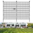 5 Panels No Dig Decorative Outdoor Garden Fence with Gate for Yard, 40 in(H) X 11.8 ft(L) Animal Barrier Fencing Rustproof Metal Wire Panel Border for Dog, Rabbits, and Patio Temporary Ground Stakes