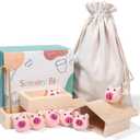 Sorting Stacking Wooden Toys for Toddlers, Montessori Pig Toy Toddler Sensory Bin Tool Toys, Wood Farm Toy House Fine Motor Skill Early Learning Preschool Educational Gift for Kids