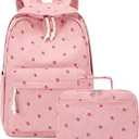 Bluboon Backpack for Girls Kids Preschool Backpack with Lunch Box Kindergarten School Bookbags Set (Corduroy Strawberry Pink)