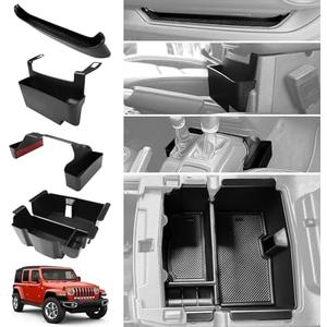 Utiiy Center Console Organizer for 2018-2023 Jeep Wrangler JL JLU 4XE/Gladiator JT Gear Shift Console Side Tray GrabTray Passenger Hanging Armrest Storage Box for Wrangler&Gladiator(18-23 4-piece)